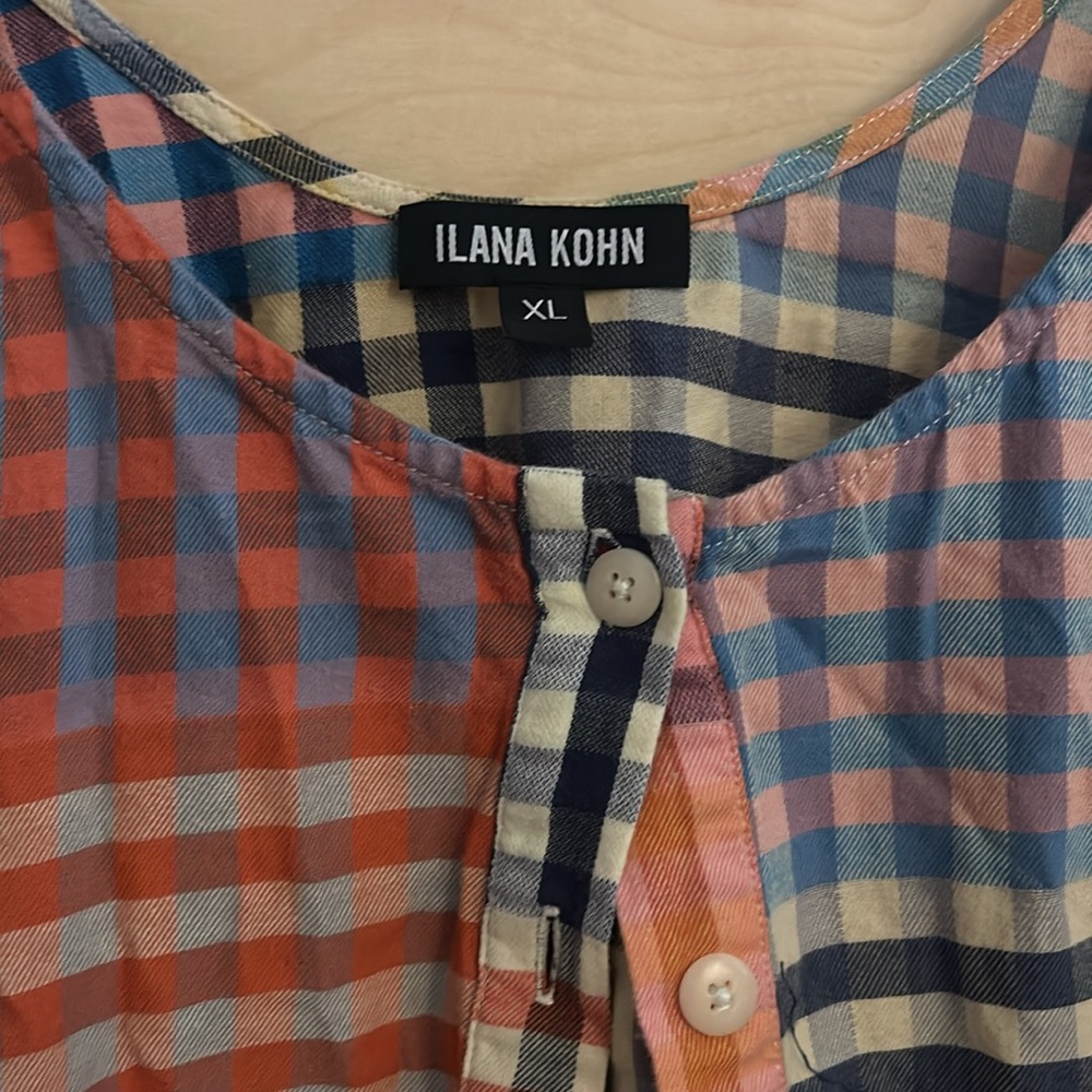 Ilana kohn plaid button tank blouse XL - Picture 2 of 4